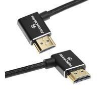 Alvin's Cables Cavo HDMI 2.1 8K@60Hz 4K@120Hz ad alta velocità per monitor Atomos Ninja,cavo a spirale intrecciato ad angolo da sinistra a destra per Sony FS5,Canon C300 C500,fotocamera Nikon Z9,Nero