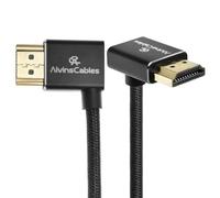 Alvin's Cables Cavo HDMI 2.1 8K 8K@60Hz 4K@120Hz Cavo a spirale intrecciato ad alta velocità per Atomos Ninja, Feelworld, Sony FS5 FS7,BMPCC, Canon C300 C500, Angolo da sinistra a verso l'alto Nero
