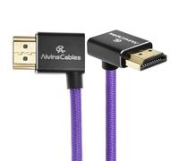 Alvin's Cables Cavo HDMI 2.1 8K 8K@60Hz 4K@120Hz Cavo a spirale intrecciato ad alta velocità per Atomos Ninja, Feelworld, Sony FS5 FS7 FX9,BMPCC,Canon C300 C500,Angolo da sinistra a verso l'alto Viola
