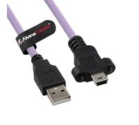 Alvin's Cables Cavo USB 2.0 tipo A a mini USB con serratura a doppia vite 15 mm per fotocamera industriale Daheng, catena trazione ad alta flessibilità schermata, porta piatta, 2 m/6,56 piedi, viola
