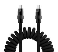 Alvin's Cables cavo USB-C personalizzato, ricarica rapida PD e trasferimento dati per iPhone, iPad e Android, incisione laser di testo o logo, cavo a spirale ultra morbido, nero