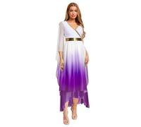 Alvivi Costume Athena Donna Abito Elegante Lungo da Dea Greca Olimpia Antica Romana Maxi Abito Toga con Drappeggio per Carnevale Halloween Fancy Dress Compleanno Viola S