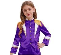 Alvivi Costume da Maestro Circo Bambini Giacca con Nappe Maniche Lunghe Unisex per Halloween Carnevale Cosplay Drummer Banda Musicale Viola 5-6 anni