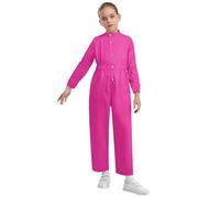 Alvivi Tuta Intera da Lavoro per Bambini Fascia Elastica Salopette da Protettiva Ragazzi Pilota Operaio Meccanico Monopezzo Manica Lunga Ginnastica Workwear Rosa acceso 7-8 anni