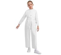 Alvivi Tuta Intera da Lavoro per Bambini Fascia Elastica Salopette da Protettiva Ragazzi Pilota Operaio Meccanico Monopezzo Manica Lunga Ginnastica Workwear Avorio 5-6 anni