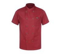 Alvivi Unisex Giacche da Chef Giacca da Cuoco da Uomo in Cotone Traspirante da Cucina Manica Corta Divise Chef Uniforme da Lavoro Camicia da Cameriere Ristorante Manica Corta Bordeaux L