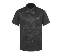 Alvivi Unisex Giacche da Chef Giacca da Cuoco da Uomo in Cotone Traspirante da Cucina Manica Corta Divise Chef Uniforme da Lavoro Camicia da Cameriere Ristorante Manica Corta Nera XL