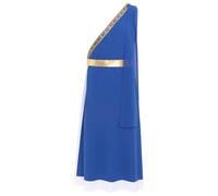 Alvivi Uomo Vestito Toga Classica Maschile a Una Spalla Tessuto a Contrasto per Cosplay da Giulio Cesare Zeus Per Halloween Carnevale Feste Tematiche A Blu reale XXL