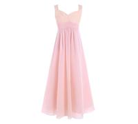 Alvivi Vestito Bambina Cerimonia Elegante Chiffon Damigella d'Onore Danza Estivo Ragazza Abiti per Principessa Senza Maniche Vestito Casual Abiti per Festa Lungo Perla Rosa 12 Anni