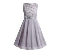 Alvivi Vestito Principessa Bambina Cerimonia Nuziale in Pizzo Ricamato Abito da Sera Cocktail Comunione Elegante Vestito da Festa Compleanno Damigella Senza Maniche