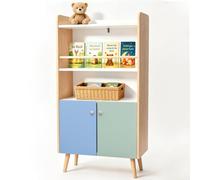 ALVIX Scaffale per bambini Montessori con 2 ante e ripiano frontale per | Libreria per bambini, scaffale per giocattoli e armadietto portaoggetti con protezione antiribaltamento per la cameretta dei