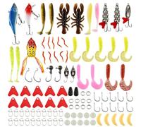 Alvorox Set di 107 esche da pesca, set di accessori da pesca | Set di esche da pesca per pesca in acqua dolce e salata, collezione di esche da pesca completamente attrezzata con scatola
