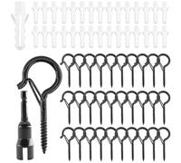 alwaiiz 30 ganci a vite di colore nero, ganci da avvitare con fusibile, inclusi 30 chiodi di espansione + 1 installatore di trapano elettrico, gancio a vite in acciaio per piante in vaso