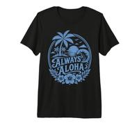 Always Aloha Tropical Sunset Wave Palm Tree Island Vibes Maglietta Premium