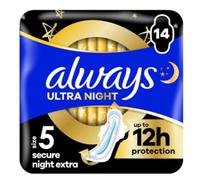 Always Assorbenti ultra assorbenti Secure Night Extra (taglia 5), 14 pezzi, super assorbenti e ultrasottili per le mestruazioni