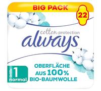 Always Cotton Protection Ultra Normal - Assorbenti igienici con ali, superficie in 100% cotone biologico, confezione da 22 pezzi