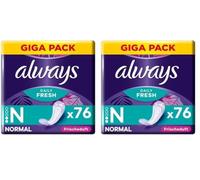 Always Dailies - Salvaslip da donna Fresh & Protect Normal (76 assorbenti), confezione giga, con profumo sottile, traspirante, flessibile e confortevole, con nucleo assorbente (Confezione da 2)