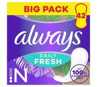Always Daily Fresh - Salvaslip Long, 100% fibre a base vegetale, confezione da 38 pezzi, senza profumo, protezione fino a 12 ore, senza profumo