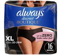 Always Discreet Boutique Incontinenza e biancheria intima post-partum per donna Maximum Protection XL Nero 16 pezzi