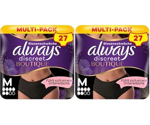 Always Discreet Boutique, mutande per incontinenza Plus M, nero, 9 pezzi, per la vescica sensibile, blocca gli odori, l'umidità e previene le perdite (Confezione da 2)