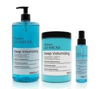 Always Go Ahead Deep Volumizing Kit Capelli Fini e Disidratati | Shampoo 1000 ml, Maschera 1000 ml, Siero 100 ml, Acido Ialuronico e Cheratina, Completo Professionale