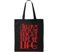 Always Look On The Bright Side of Life Borsa tote in cotone ecologico naturale nero, Nero , Taglia unica
