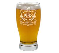Always Looking Good Bicchiere da birra con incisione "Aged to Perfection", regalo per 38° compleanno da uomo, vintage 1988, bicchiere da birra con incisione "Aged to Perfection", per 38 anni