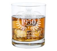 Always Looking Good Bicchiere da whisky con incisione "Aged to Perfection", regalo per 75° compleanno da uomo, vintage 1950 Aged to Perfection, bicchiere da whisky inciso per 75 anni