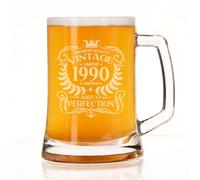 Always Looking Good Boccale da birra con incisione "Aged to Perfection", regalo per 36° compleanno da uomo, stile vintage 1990, bicchiere da birra da mezzo litro