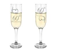 Always Looking Good Set di 2 calici da champagne incisi per 60° anniversario di matrimonio, con diamante (ALG)