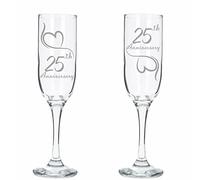 Always Looking Good Set di 2 flute da champagne in argento con incisione per il 25° anniversario di matrimonio
