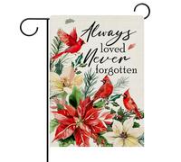 Always Loved Never Forgotten Memorial Christmas Cardinal Poinsettia Bandiere Verticale Durevole Bandiere Robuste Bandiera Per Interno Balcone Casa 30X45Cm