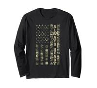 Always Ready USA Flag Patriotic Camo Distressed Style Maglia a Manica
