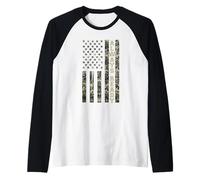 Always Ready USA Flag Patriotic Camo Distressed Style Maglia con Maniche Raglan