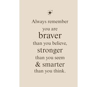 Always remember you are braver than you believe, stronger than you seem & smarter than you think.: Blank Lined Notebook for Daily Writing, ... Empowering Quote - Perfect for Women, Teens.