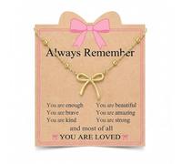 Always Remember You Are Loved - Collana con fiocco in oro, delicato girocollo placcato oro con piccolo ciondolo, carino e alla moda, regalo per donne, adolescenti, ragazze, compleanno, San Valentino