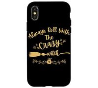 Always Roll With The Crazy Witch - Calderone esagonale con manico di scopa Custodia per iPhone X/XS