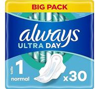 Always Ultra Asciugamani Igienici, Taglia 1, Normale, 30 Asciugamani Con Alette, Flusso Leggero Giorno, Max Comfort, Super Assorbenti e Ultra Sottile