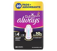 Always Ultra Platinum Night Quattro Assorbenti con ali, 20 pezzi