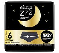 Always Zzzs, Mutandine USA e Getta per Il Periodo, 12 Pezzi, Mutandine da Donna, Colore Nero, Protezione a 360°