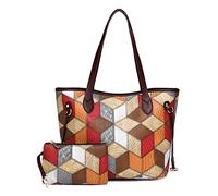 AlwaySky 2pcs Donna Portafoglio e Borsa a mano Artificiale Pelle Totes Modello diamantato Borsa a spalla Portafoglio frizione