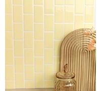 Alwayspon 10 fogli di piastrelle adesive da parete in vinile 3D gialle, ispessite, autoadesive, impermeabili, paraspruzzi, adesivi per piastrelle per cucina, bagno, parete, 30,5 x 15,2 cm