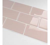 Alwayspon 10 fogli di piastrelle adesive da parete in vinile 3D rosa con francia, addensate, autoadesive, impermeabili, paraspruzzi, adesivi per piastrelle per cucina e bagno, 30,5 x 15,3 cm