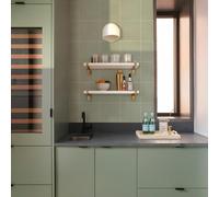 Alwayspon 25 adesivi per piastrelle da 15 cm, colore verde salvia, autoadesivi, per bagno, cucina, paraspruzzi per cucina, piastrelle adesive da parete in vinile