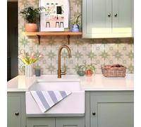 Alwayspon 25 adesivi per piastrelle da 15 cm, colore verde salvia, grigio salvia, autoadesivi, per bagno, cucina, paraspruzzi per fornelli, piastrelle adesive da parete in vinile