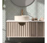 Alwayspon 25 adesivi per piastrelle da 15 cm, motivo floreale verde, autoadesivi, per bagno, cucina, paraspruzzi per fornelli, in vinile, per piastrelle da parete