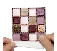 Alwayspon 25 adesivi per piastrelle effetto mosaico rosa, 10 cm, staccabili e attacca, autoadesivi, paraspruzzi, camino, scale, piastrelle, trasferimenti, piastrelle adesive per cucina e bagno