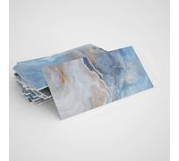 Alwayspon 32 adesivi da parete in vinile effetto marmo, colore blu, per piastrelle da parete, autoadesivi, paraspruzzi, in schiuma, adesivi per cucina, bagno, parete