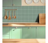 Alwayspon Adesivi per piastrelle, 50 pezzi x 15 cm, colore verde salvia, autoadesivi, per bagno, cucina, paraschizzi, adesivi da parete in vinile