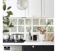 Alwayspon Adesivi per Piastrelle Autoadesive da Parete in Vinile, 10 Pezzi 15cm/6 pollici Peel and Stick su Piastrelle Transfer Vinile Pavimentazione Impermeabile Paraschizzi per Cucina Bagno, Verde